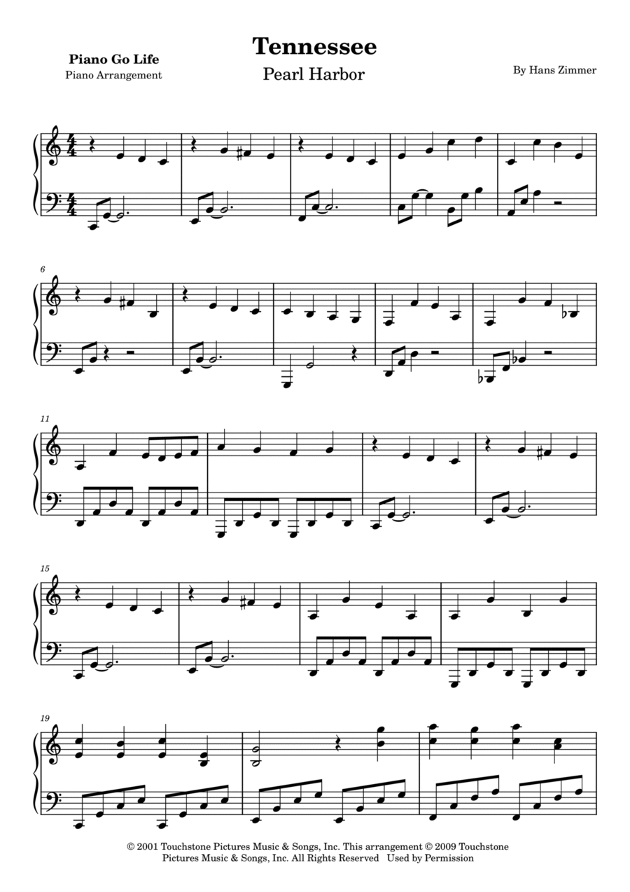 Tennessee Tennessee Piano Solo scores gallery preview page 1