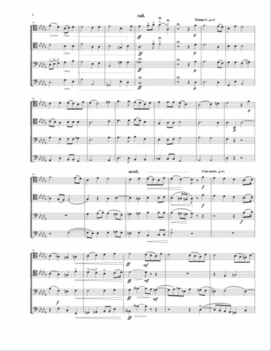 The Heavens Declare the Glory of God (arranged for Trombone Quartet) Trombone Quartet scores gallery preview page 4