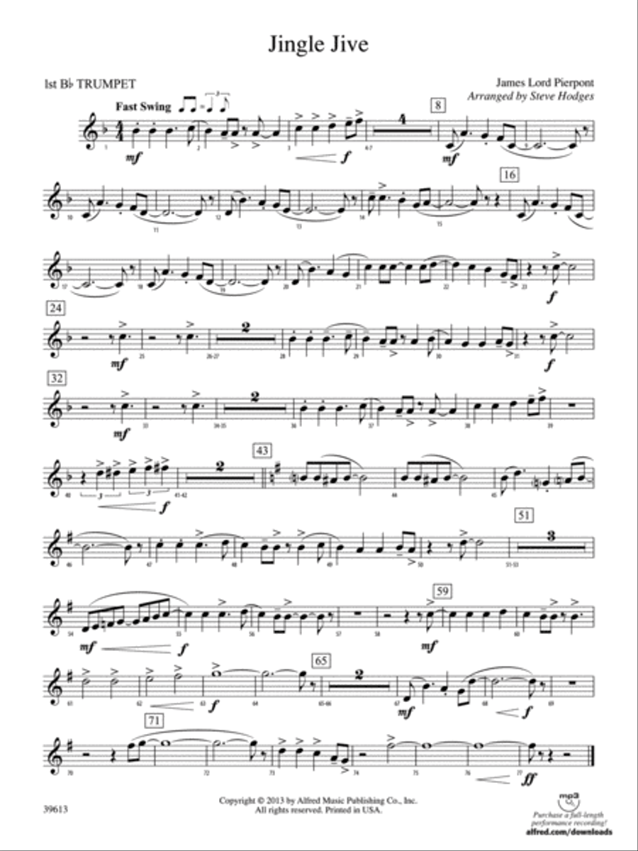 Jingle Jive: 1st B-flat Trumpet Concert Band scores gallery preview page 1