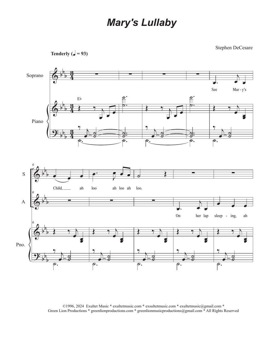 Mary's Lullaby (Duet for Soprano and Alto solo)
