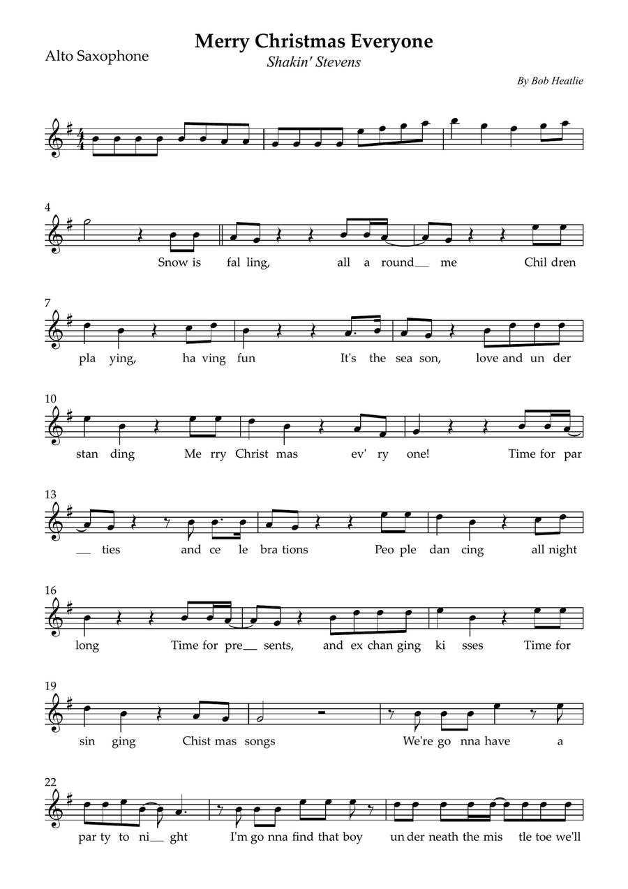 Merry Christmas Everyone Alto Saxophone scores gallery preview page 1