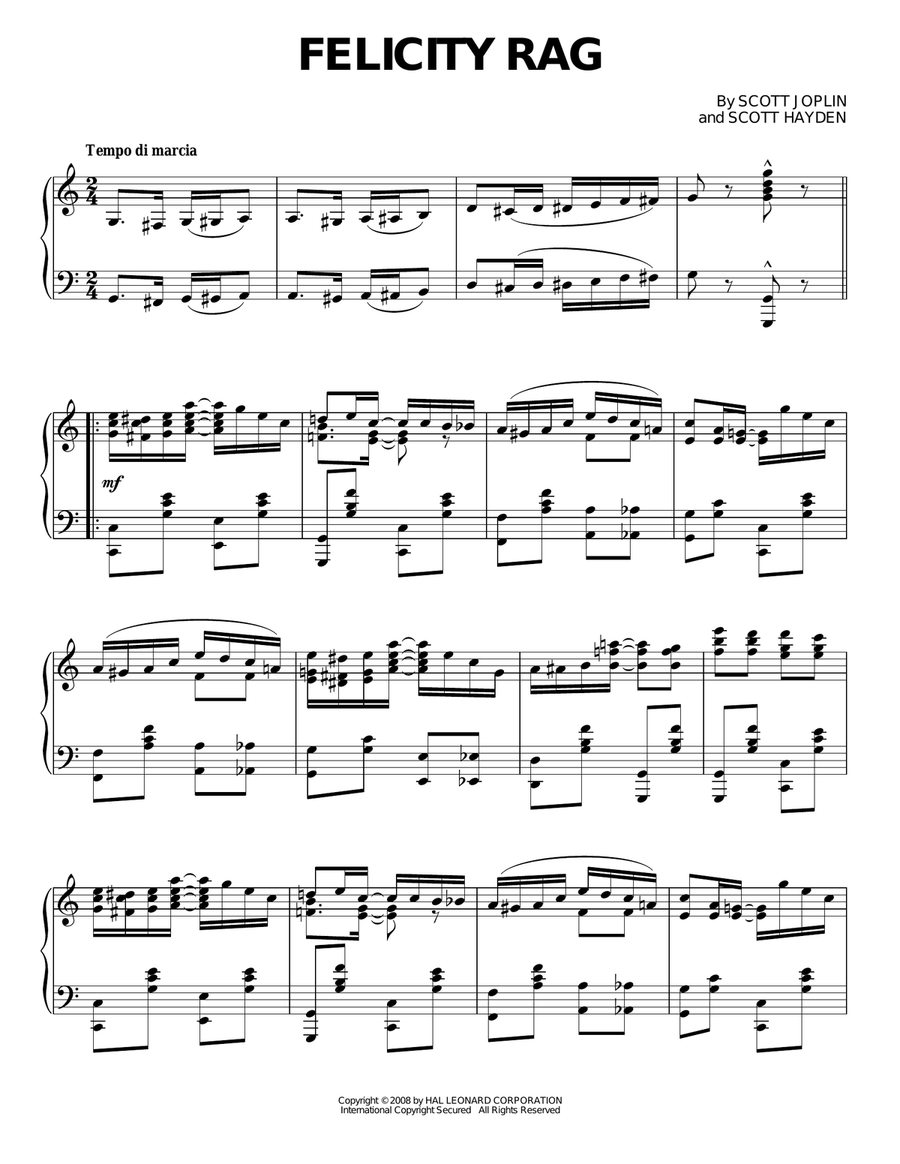 Felicity Rag Piano Solo scores gallery preview page 1