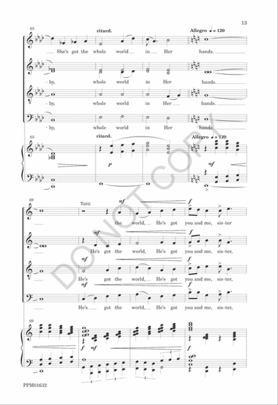 He's Got the Whole World in His Hands 4-Part scores gallery preview page 16
