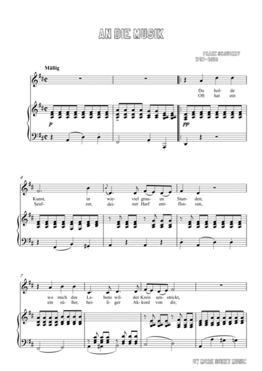 Schubert-An die Musik inD for Vocal and Piano Voice scores gallery preview page 2