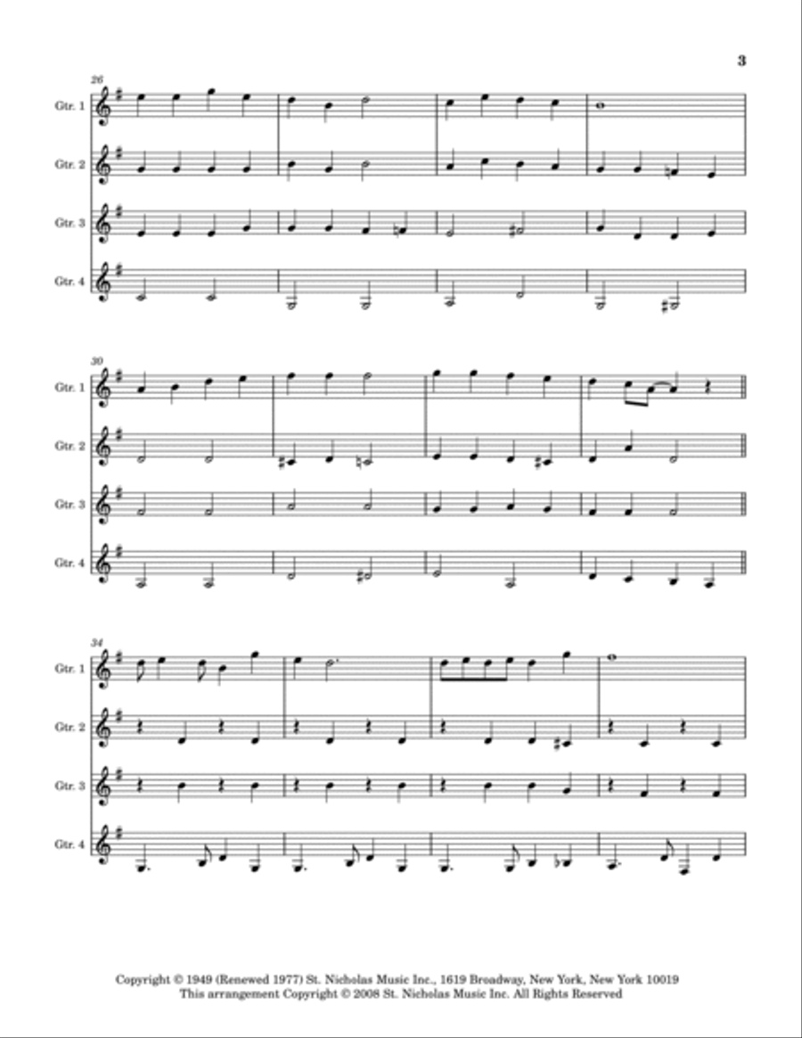 Rudolph The Red-nosed Reindeer Guitar Ensemble scores gallery preview page 3