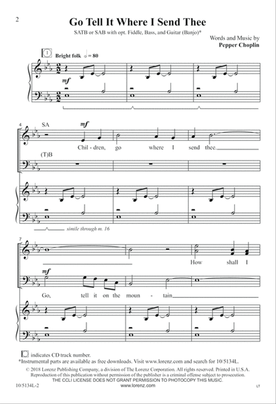 Go Tell It Where I Send Thee 3-Part scores gallery preview page 2