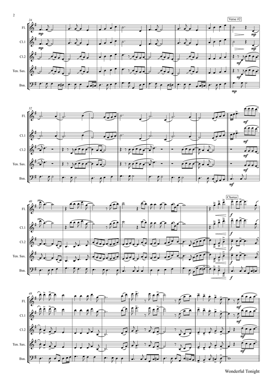 Wonderful Tonight Woodwind Trio scores gallery preview page 2