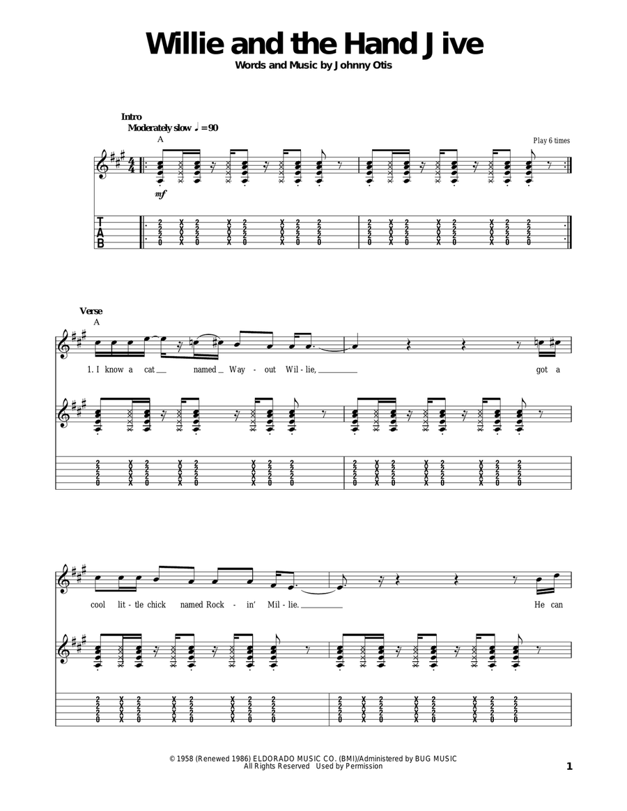 Willie And The Hand Jive Willie And The Hand Jive Acoustic Guitar scores gallery preview page 1