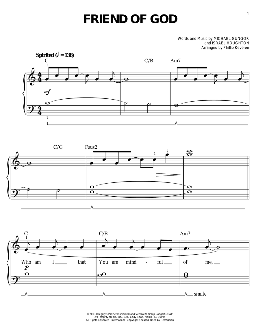 Friend Of God (arr. Phillip Keveren) Easy Piano scores gallery preview page 1