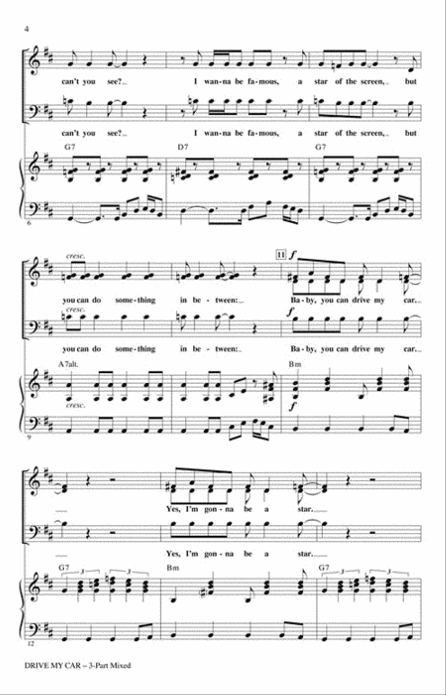Drive My Car Drive My Car Choir scores gallery preview page 3