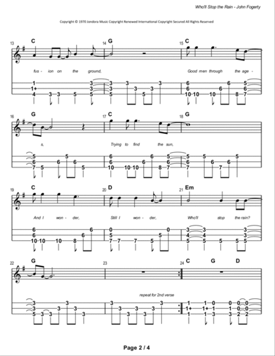 Who'll Stop The Rain Dulcimer scores gallery preview page 3