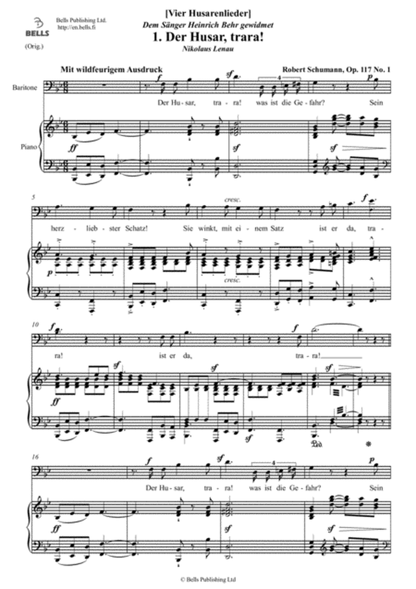 Vier Husarenlieder, Op. 117