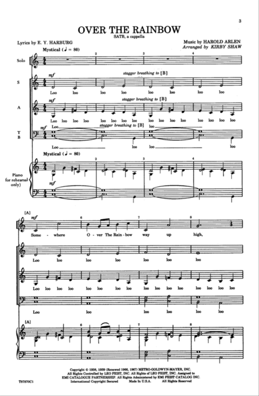 Over the Rainbow 4-Part scores gallery preview page 2
