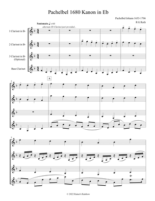 Book cover for Pachelbel Canon in Eb Clarinet Quartet
