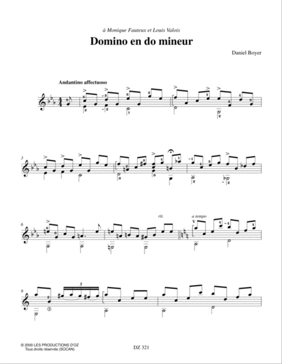Domino en do mineur, Le lièvre et le circaète Classical Guitar scores gallery preview page 2