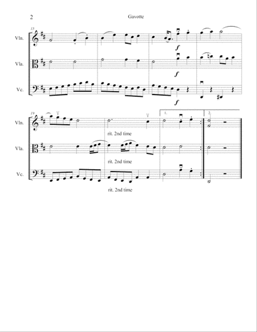 Gavotte 1 String Trio scores gallery preview page 3