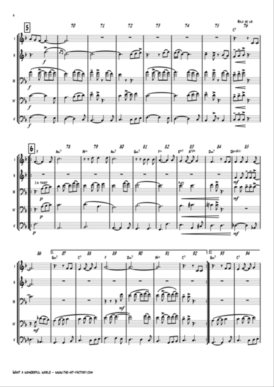 What A Wonderful World Saxophone Quintet scores gallery preview page 4