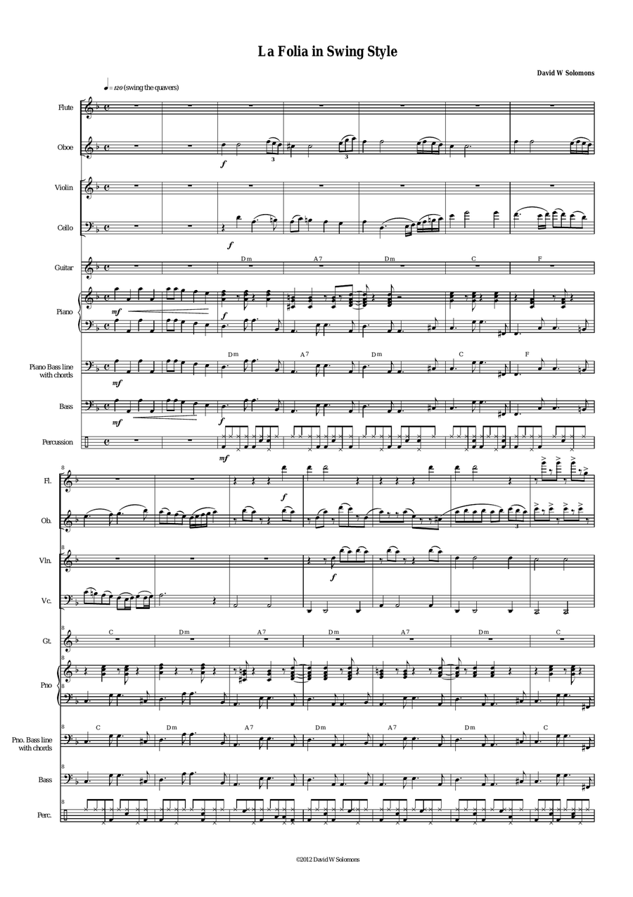 La Folia in Swing Style Large Ensemble scores gallery preview page 1