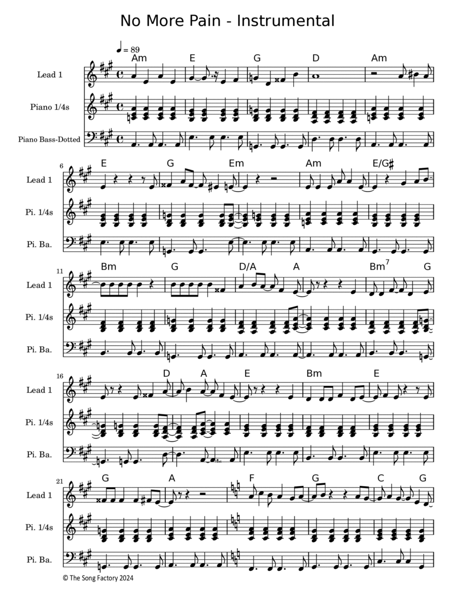 No More Pain - Instrumental Version Chamber Music scores gallery preview page 1
