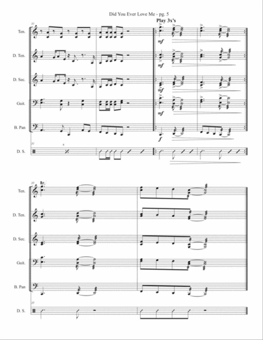 Did You Ever Love Me Percussion Ensemble scores gallery preview page 5