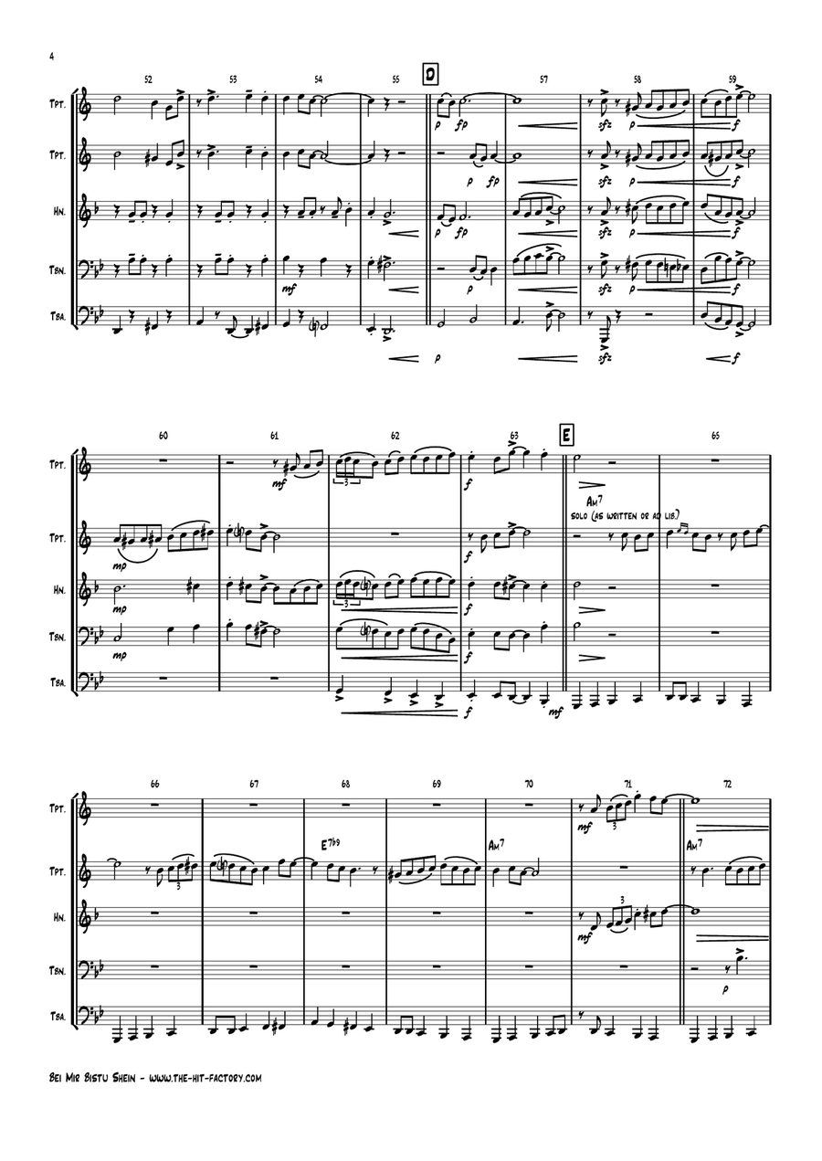 Bei Mir Bist Du Schon (means That You're Grand) Brass Ensemble scores gallery preview page 4