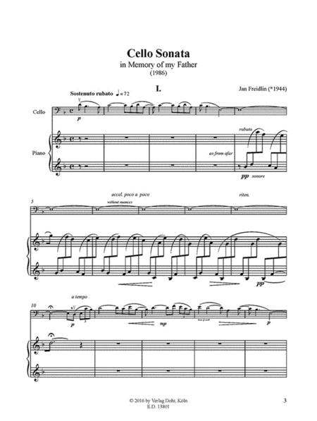 Cello Sonata für Violoncello und Klavier "in Memory of my Father" (1986)