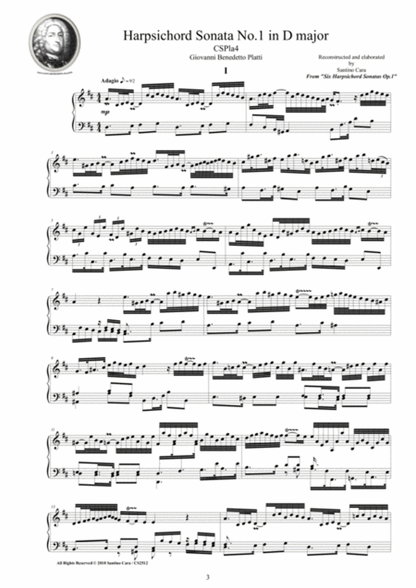 Platti - Six harpsichord (or Piano) Sonatas Op.1 (Book 1) - CSPla10