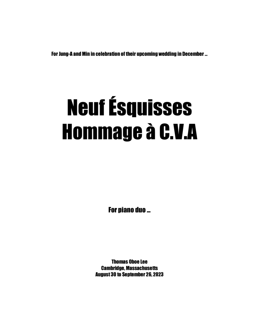 Neuf Ésquisses ... Hommage à C.V.A. (2023) Chamber Music scores gallery preview page 1