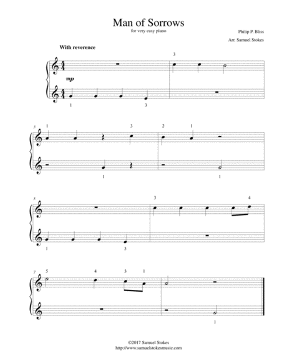 Man of Sorrows (Hallelujah, What a Savior) - for very easy piano Easy Piano scores gallery preview page 1