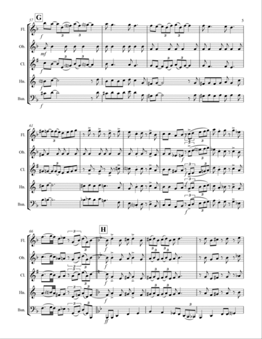 Sentimental Journey Woodwind Quintet scores gallery preview page 6