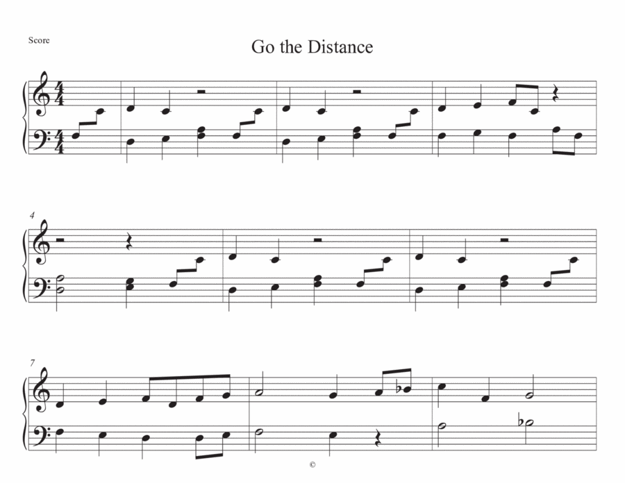 Go The Distance Easy Piano scores gallery preview page 1