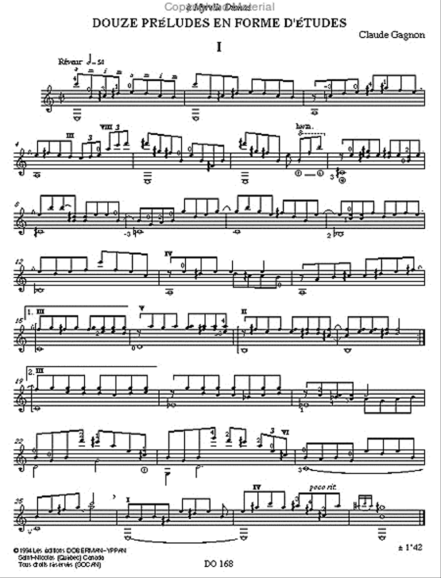 Douze préludes en forme d'études Classical Guitar scores gallery preview page 2