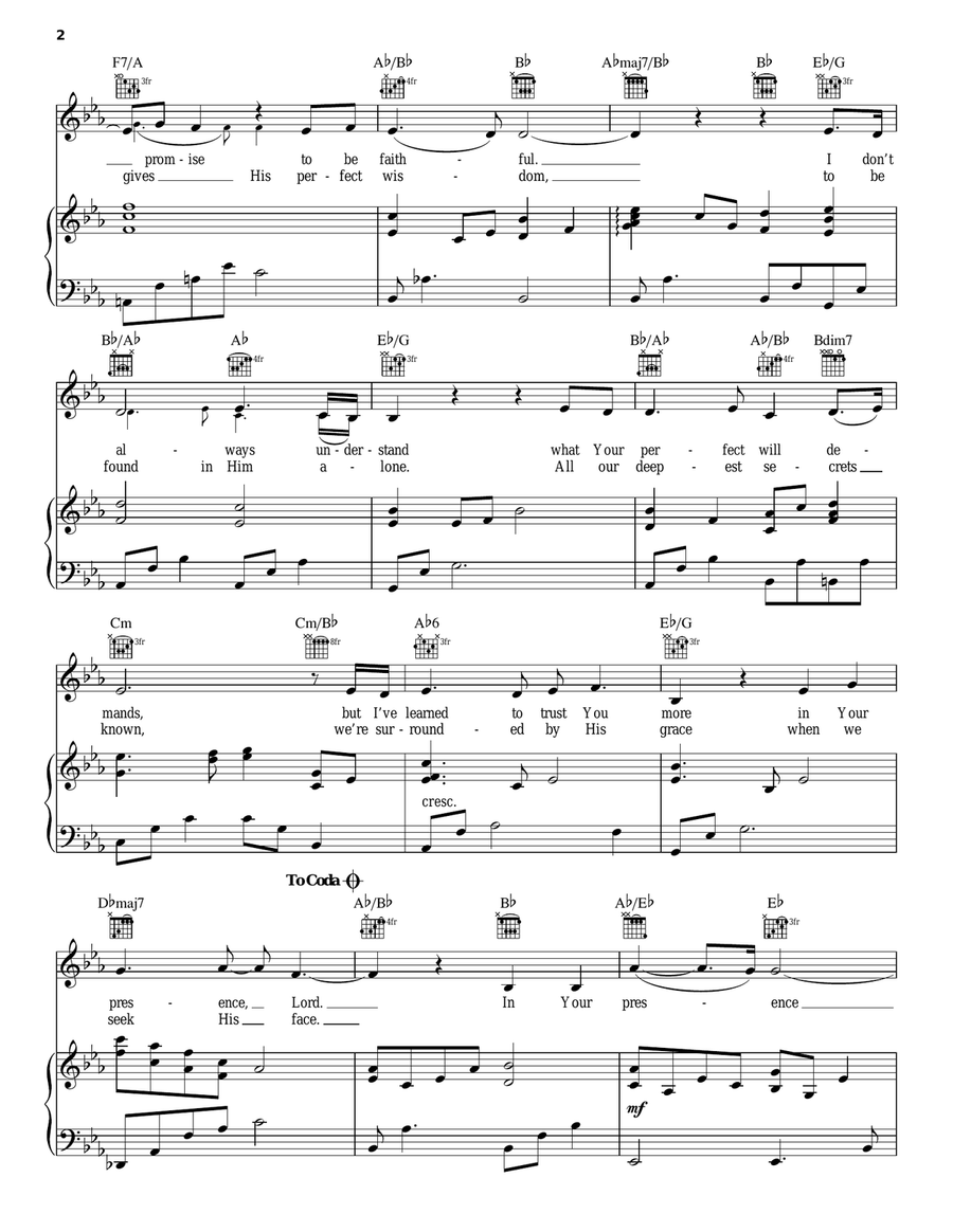 In His Presence In His Presence Piano, Vocal, Guitar scores gallery preview page 2
