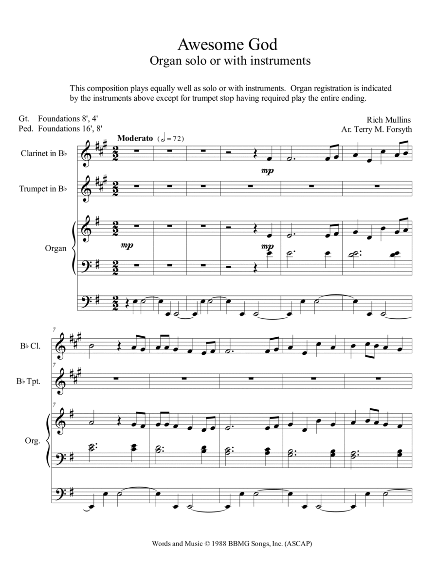 Awesome God Small Ensemble scores gallery preview page 1