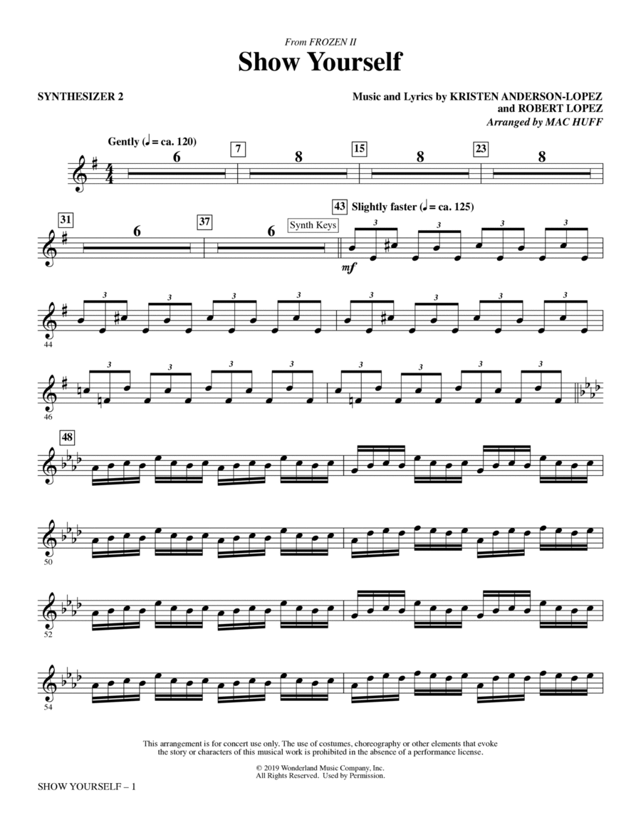Show Yourself (from Disney's Frozen 2) (arr. Mac Huff) - Synth 2 Choir scores gallery preview page 1