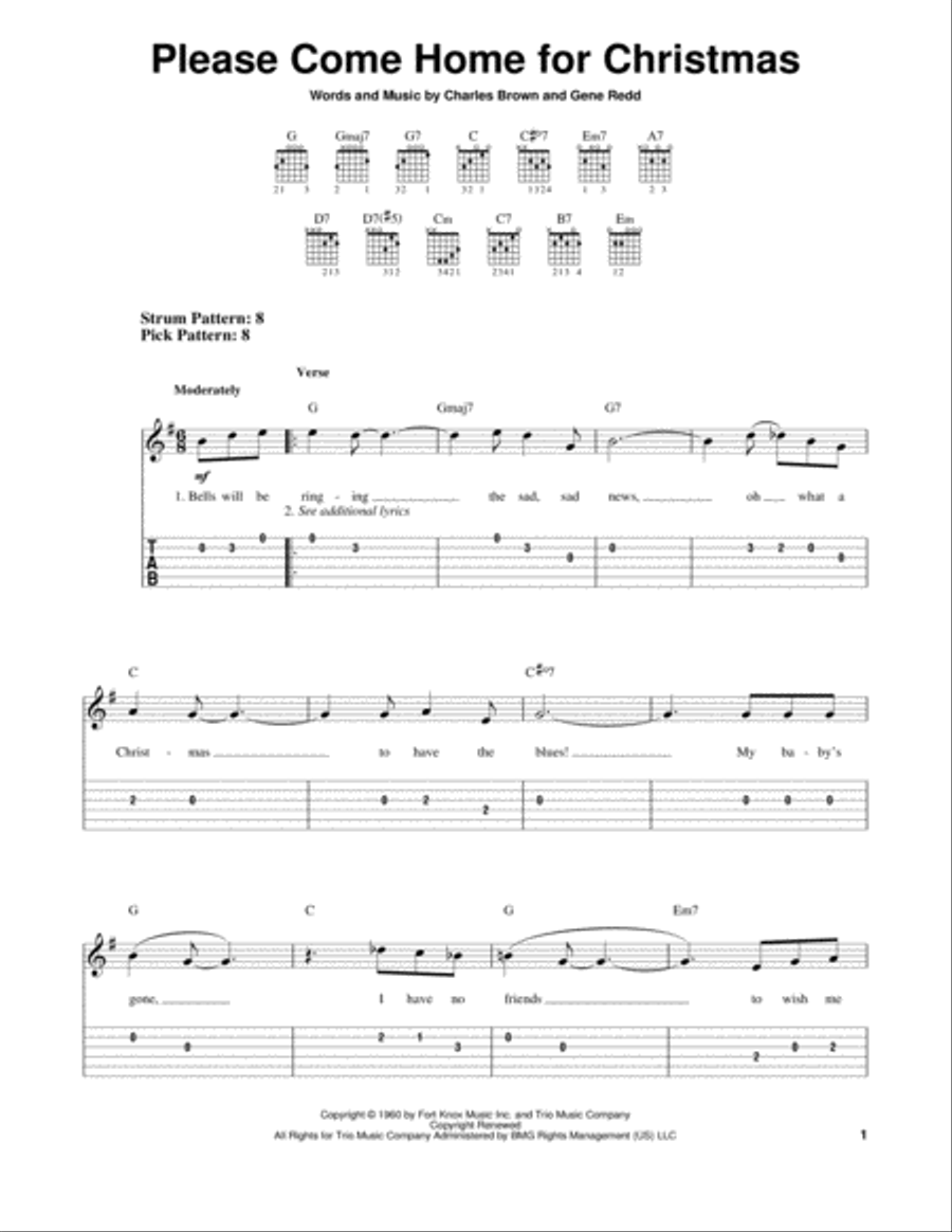 Please Come Home For Christmas Guitar Tablature scores gallery preview page 1