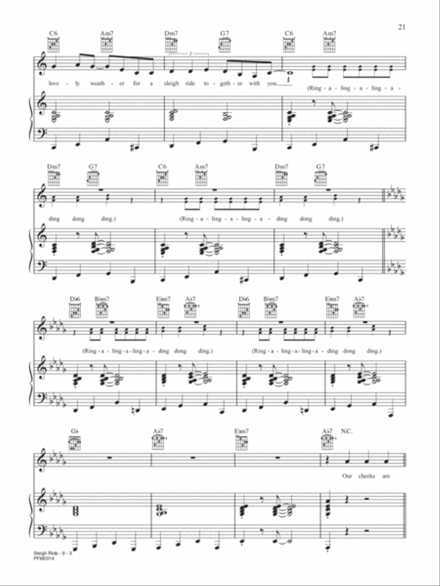 Sleigh Ride (W/ Lyrics) Piano, Vocal, Guitar scores gallery preview page 3