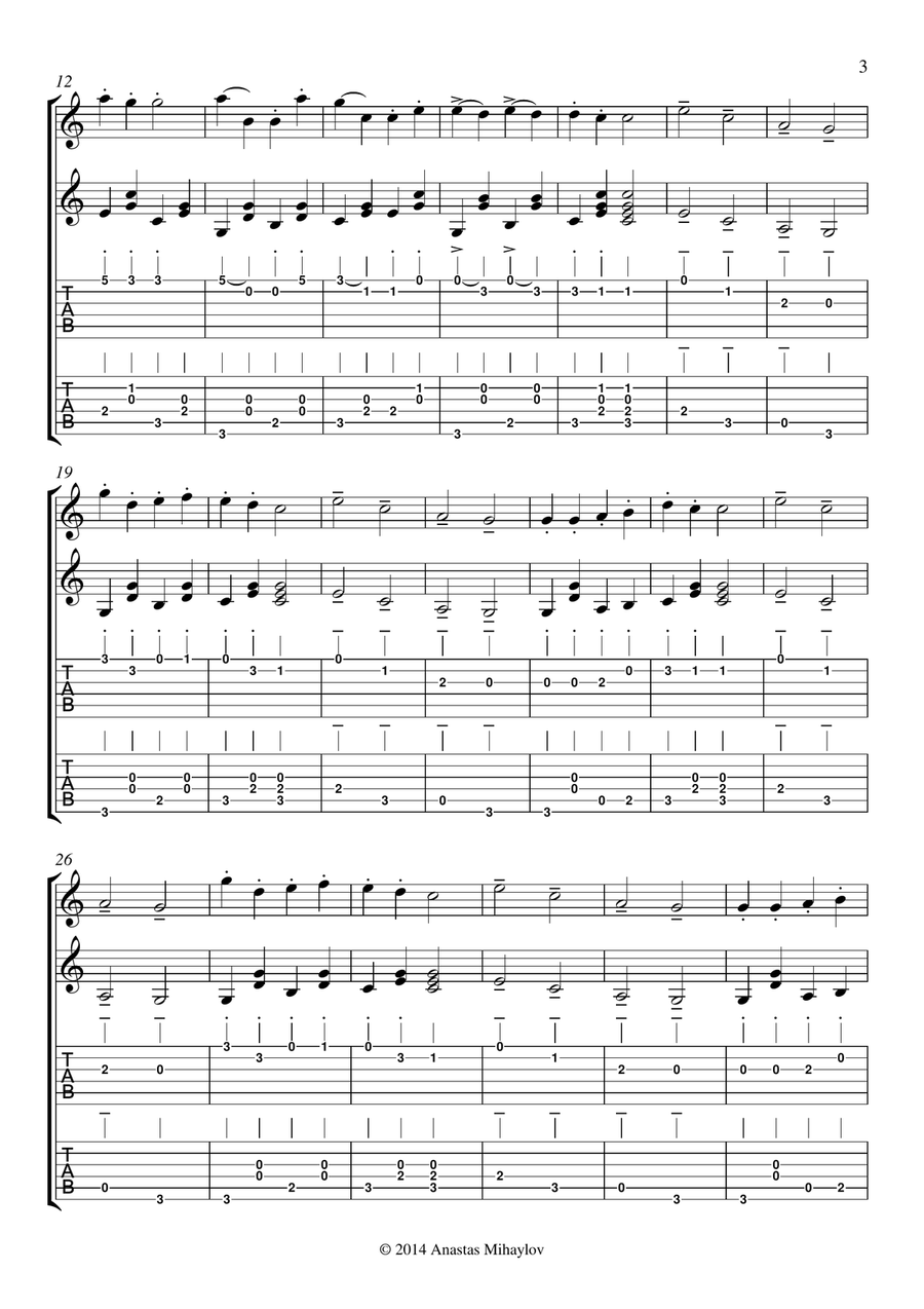 Can Can (Guitar duo) plus tabs Classical Guitar scores gallery preview page 3
