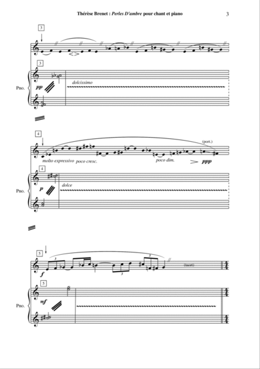 Thérèse Brenet : Perles d'Ambre, vocalize for female voice and piano Voice Solo scores gallery preview page 3