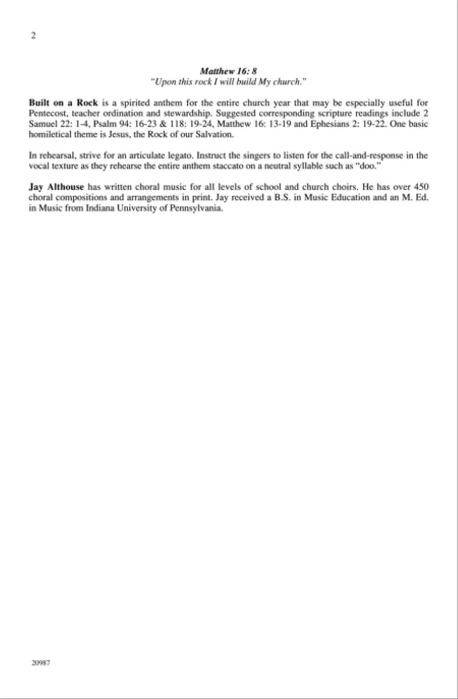 Built on a Rock Choir scores gallery preview page 1