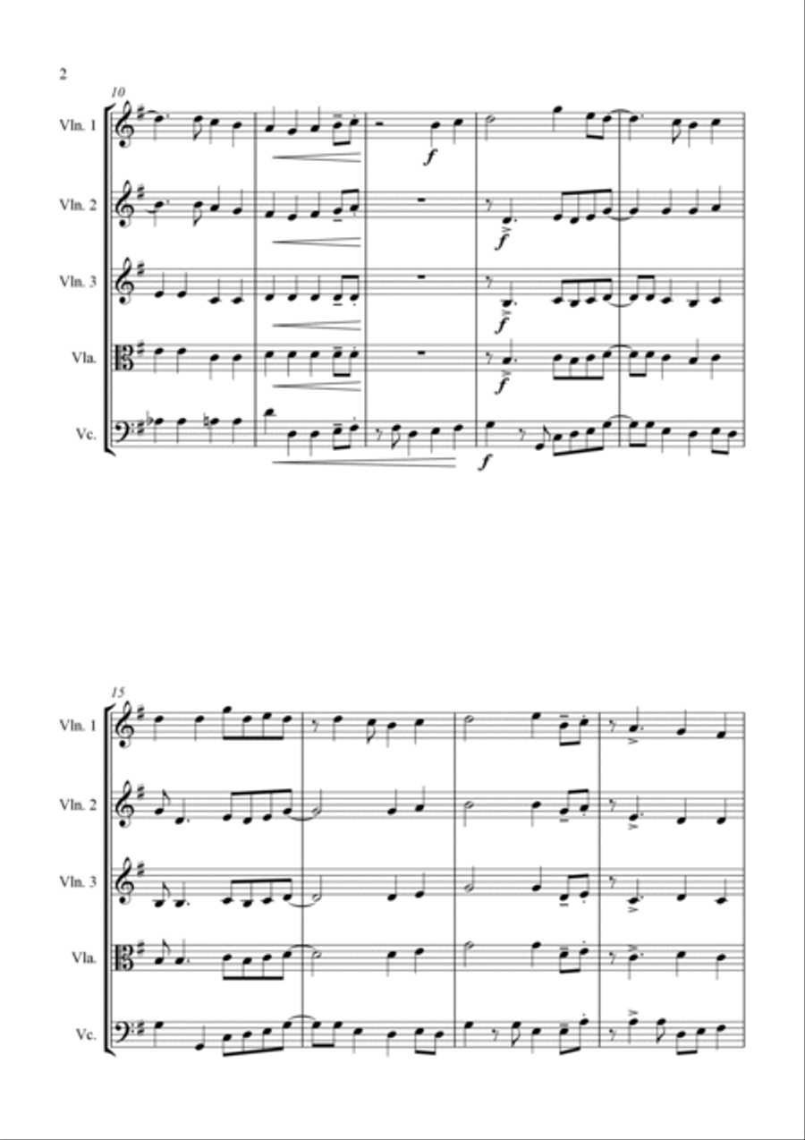 Here We Come A-Wassailing - Jazz Carol for String Quartet String Quartet scores gallery preview page 4
