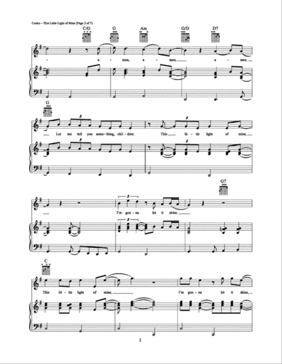 This Little Light of Mine Piano, Vocal, Guitar scores gallery preview page 2