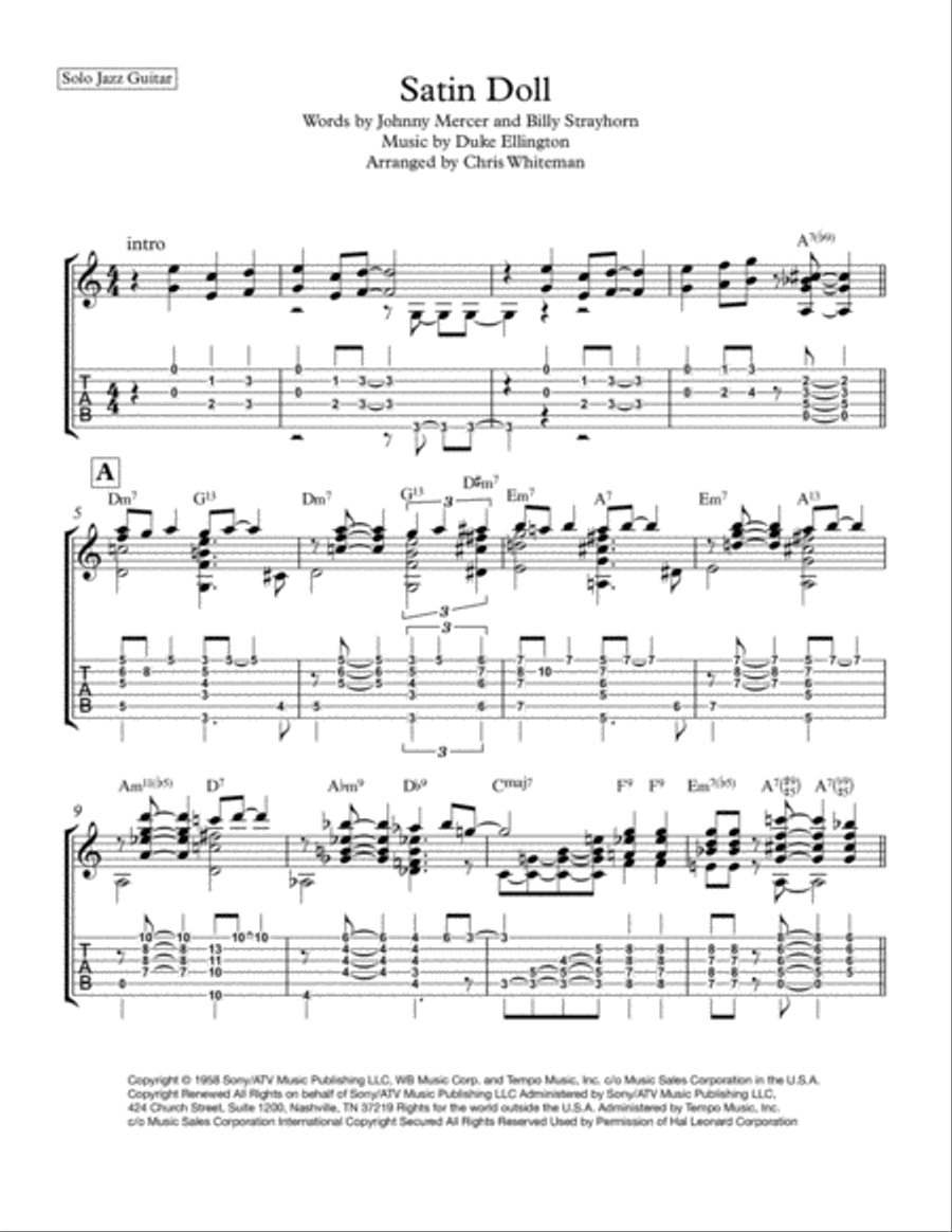 Satin Doll - Jazz Guitar Chord Melody image number null