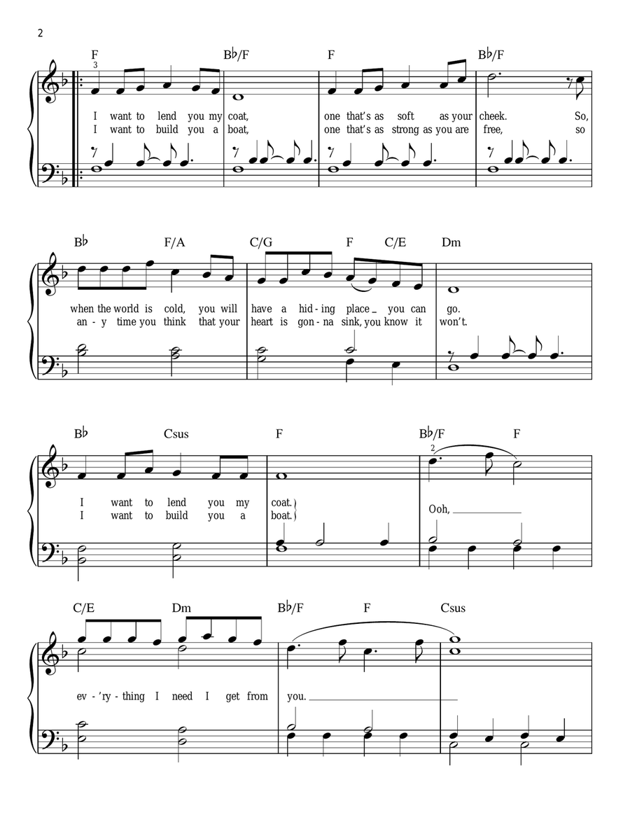 I Want To Write You A Song Easy Piano scores gallery preview page 2