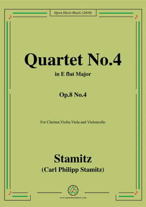 Book cover for Stamitz-Quartet No.4 in E flat Major,Op.8 No.4,for Clarinet,Vln,Vla&VC