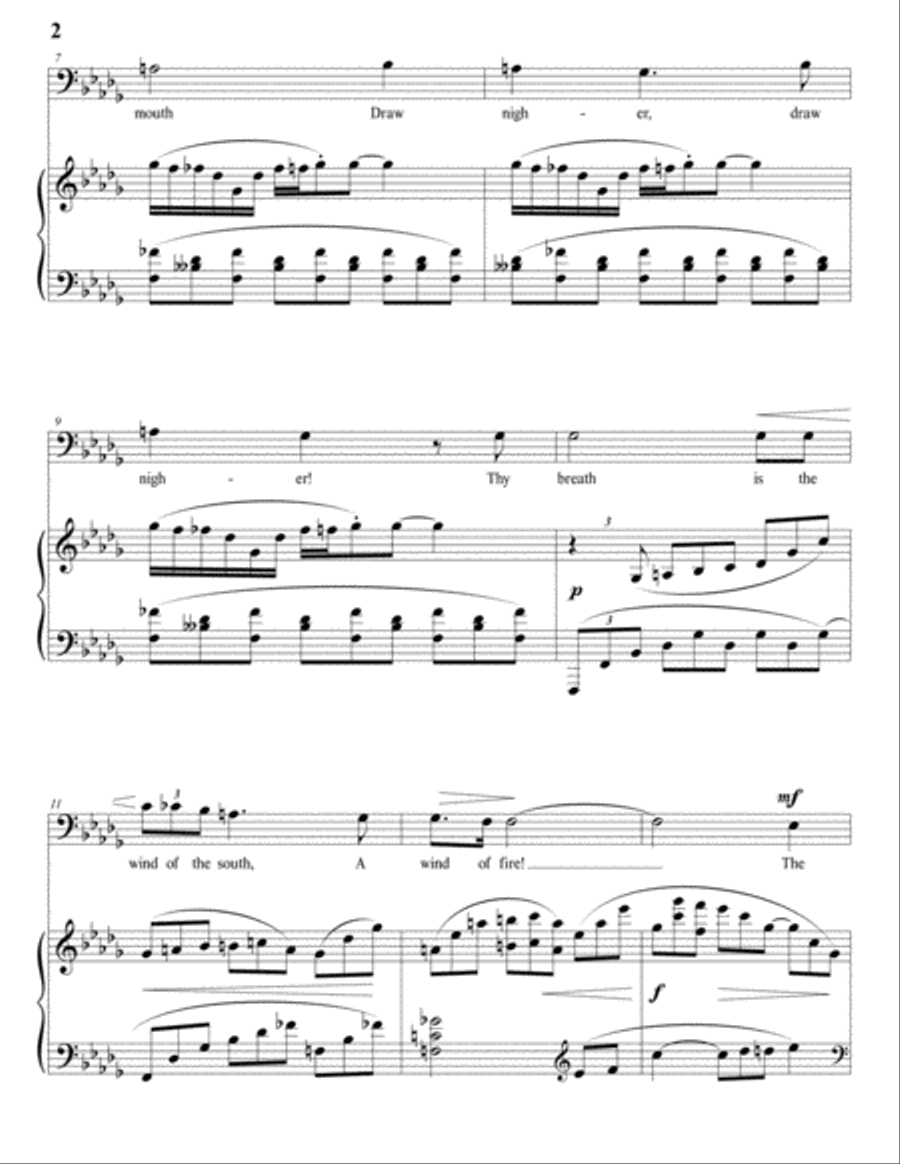 GRIFFES: The rose of the night, Op. 11 no. 3 (transposed to B-flat minor, bass clef) Voice scores gallery preview page 3