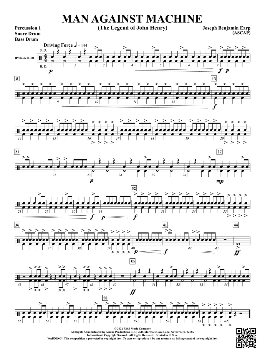 Man Against Machine - The Legend of John Henry: 1st Percussion Percussion scores gallery preview page 1