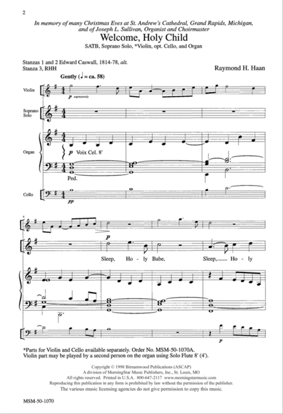 Welcome, Holy Child 4-Part scores gallery preview page 1