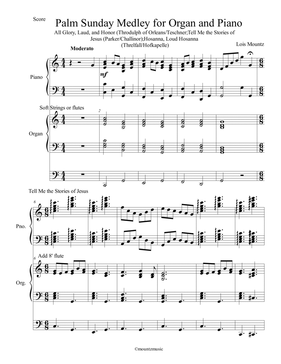 Palm Sunday Medley for Piano and Organ Piano scores gallery preview page 1