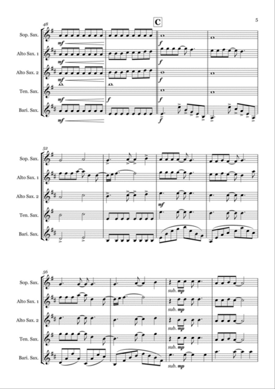 Shallow Saxophone Quintet scores gallery preview page 5